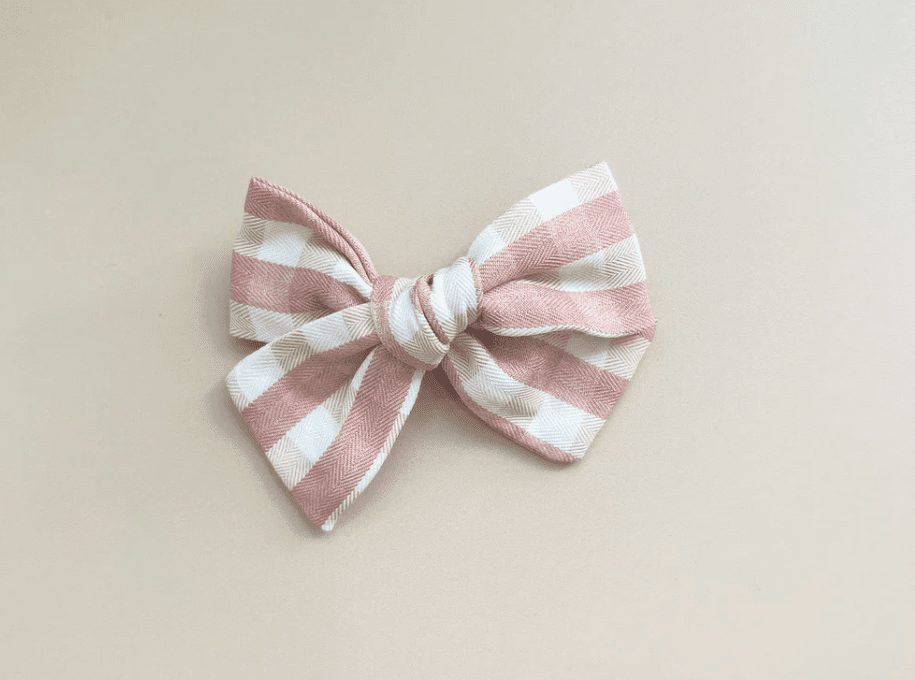Beige Gingham Pinwheel Bow