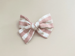 Beige Gingham Pinwheel Bow