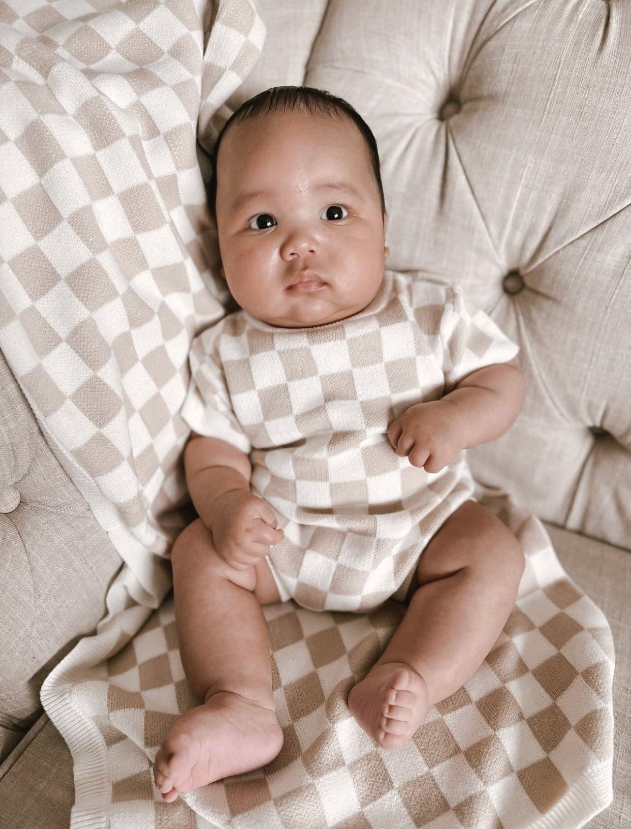 Checkered Knit Romper