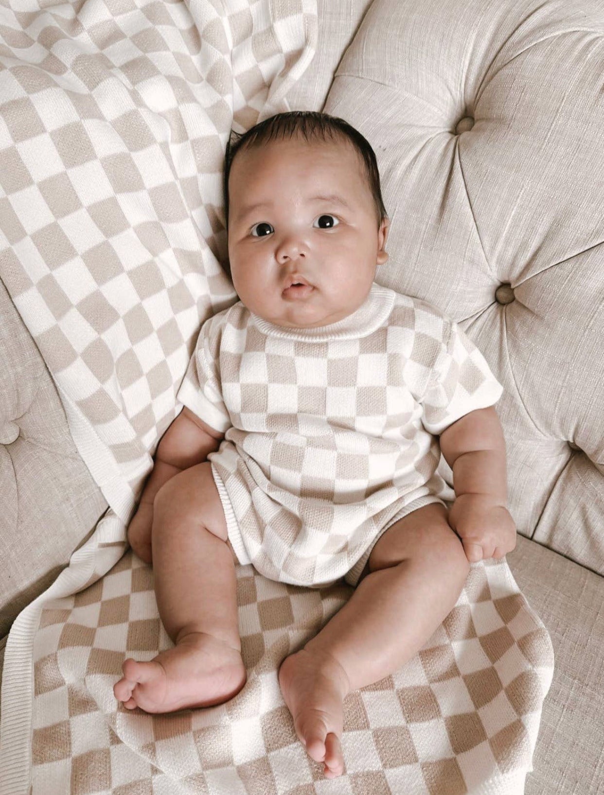 Checkered Knit Romper