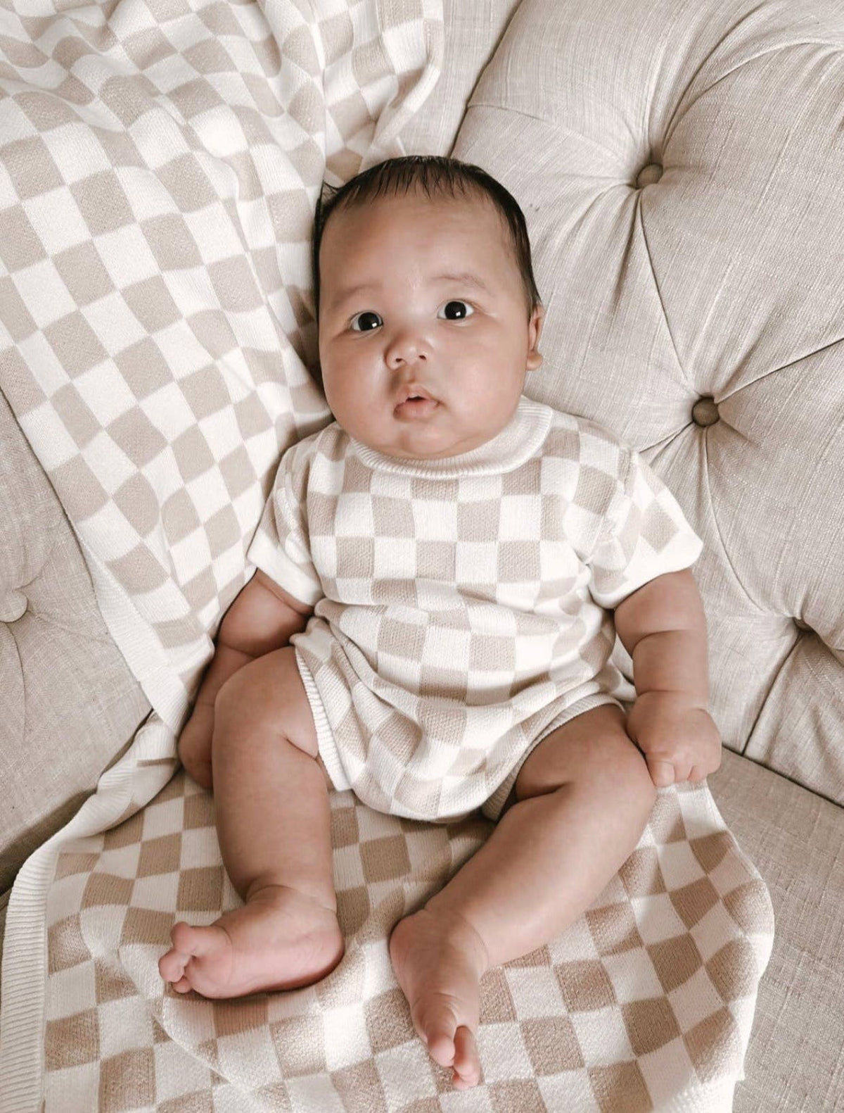 Checkered Knit Romper