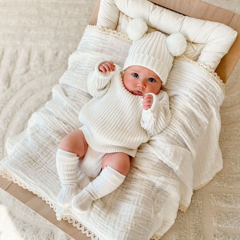 Chunky Ribbed Sweater + Beanie Set