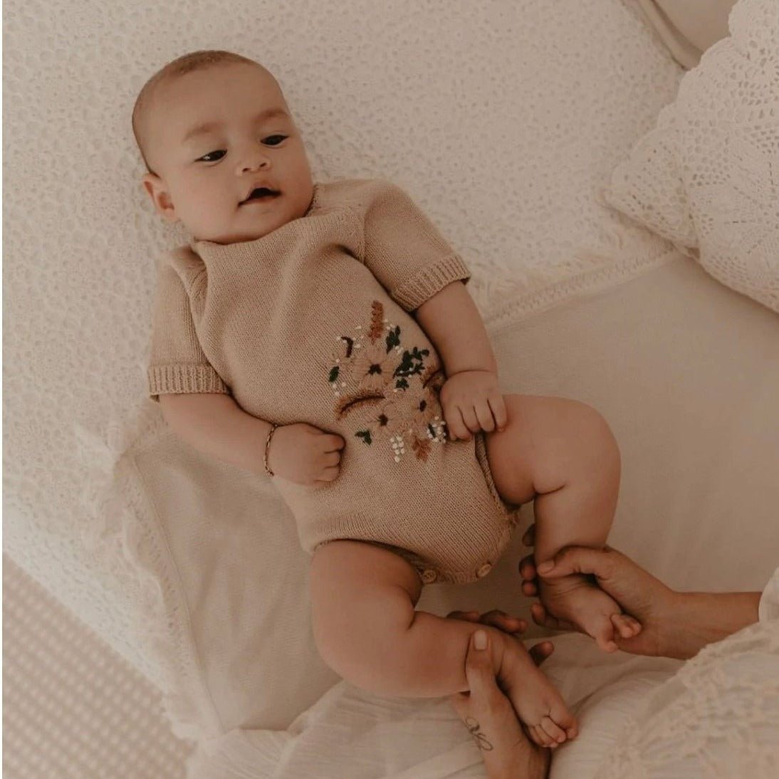 Embroidered Organic Knit Romper | Remy