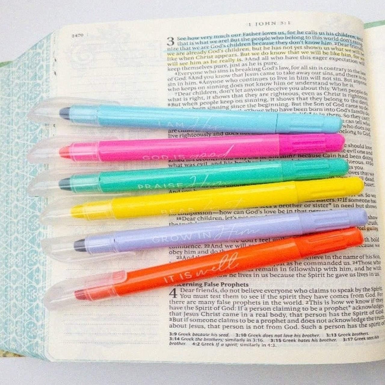 Juego de resaltadores bíblicos en colores pastel